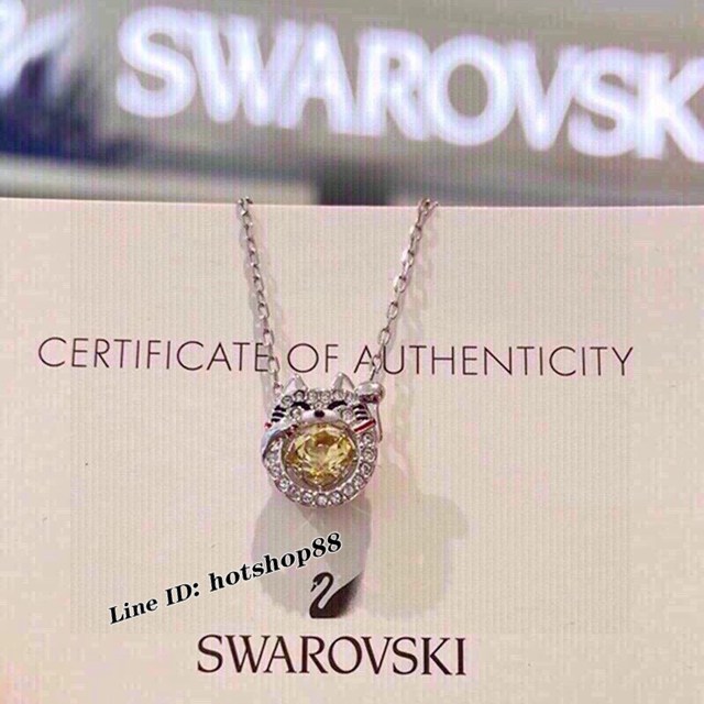 Swarovski施華洛世奇好運招財貓跳動的心鎖骨項鏈 zgb1935